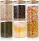 Glass Storage Jars 6 Pack 37oz Clear Glass Food Storage Containers with Airtight Bamboo Lid Stackable Kitchen Canisters for Candy,Cookie,Rice,Sugar,Flour,Pasta,Nuts and Spice Jars(Square)